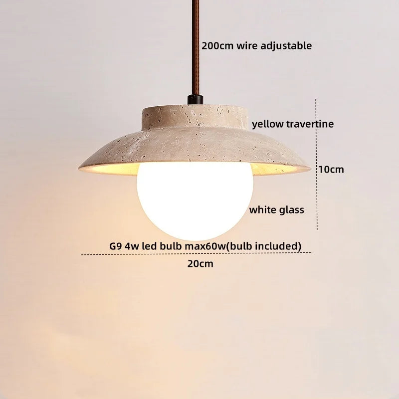 Axyaa Travertine LED Pendant Lights Natural Stone Hanging Lamp