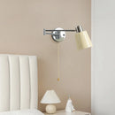 Axyaa Swing Wall Lamp Chrome Iron Fabric Shade E27 Bedroom Sconce Light