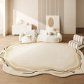 Axyaa Geometric Cream Style Carpet, Wabi Sabi Bedroom Rug