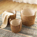 Axyaa Woven Straw Basket Set for Storage, Picnics, and Laundry