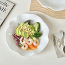 Axyaa French Ruffled Ceramic Deep Plate | Elegant White 3D Relief Design
