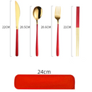 Axyaa Stainless Steel Cutlery Set with Box - Dinner Knife Fork Spoon Chopsticks