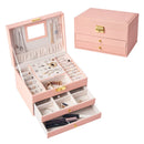 Axyaa 3-Layer Jewelry Organizer Box for Earrings, Rings, Necklaces - Mirror & Exquisite Gift