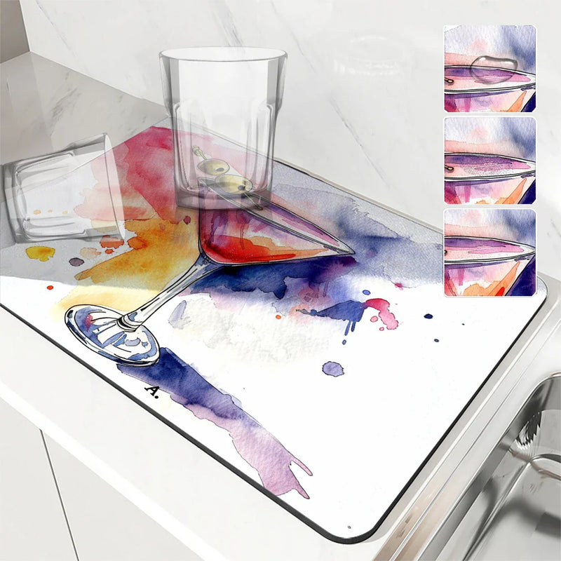 Axyaa Square Anti-Slip Absorbent Drain Pad for Dishes and Cups