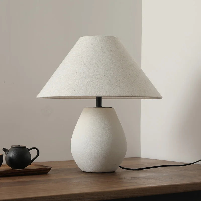Axyaa Retro Japanese Style Pottery Table Lamp for Zen Living Room Decor