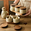 Axyaa Ceramic Seasoning Jar Set with Lid, Set of 3 Kitchen Containers