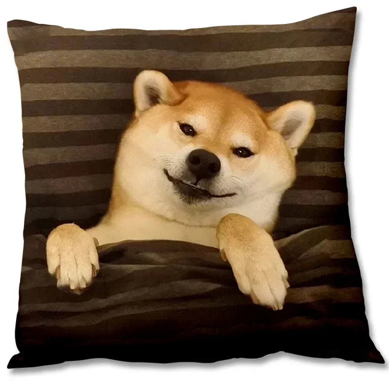 Shiba Inu Cushion Cover by Axyaa: Cute Dog Throw Pillow for Home Decor (45*45cm)