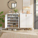 Tribesigns Axyaa 5-Tier White Shoe Cabinet with Doors, Wood Storage for Bedroom & Living Room