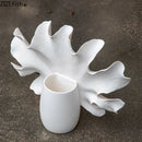 Axyaa White Ceramic Vase: Artistic Flower Vessels for Hydroponic/Dried Flower Arrangement