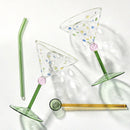 Axyaa 5oz Ice Cream Cocktail Glass Cups with Green Stem