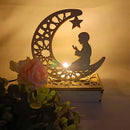 Wooden Moon Star LED Lights Decor for Eid Mubarak Night Light by Axyaa