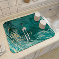Axyaa Blue-Green Oil Painting Abstract Kitchen Placemat - Non-Slip & Super Absorbent