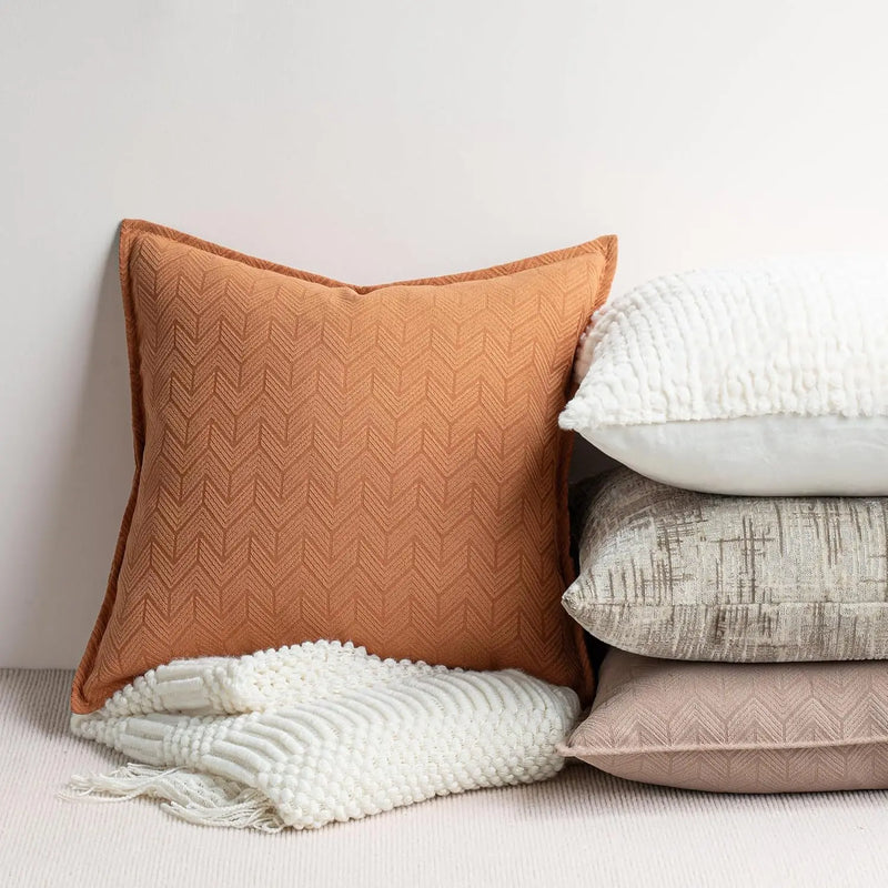 Axyaa Chenille Arrow Pillow Cover, Brown & Orange, Various Sizes