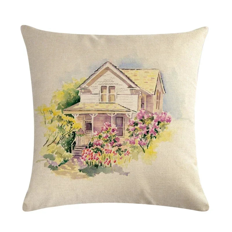 Axyaa Retro Country Pattern Pillowcase 45*45cm Home and Car Adornment