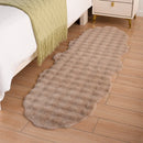Axyaa Oval Faux Rabbit Fur Plush Rug for Home Decor and Living Room