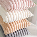 Axyaa Soft Faux Rabbit Fur Striped Throw Pillow Covers - Plush Sofa Cushion Covers