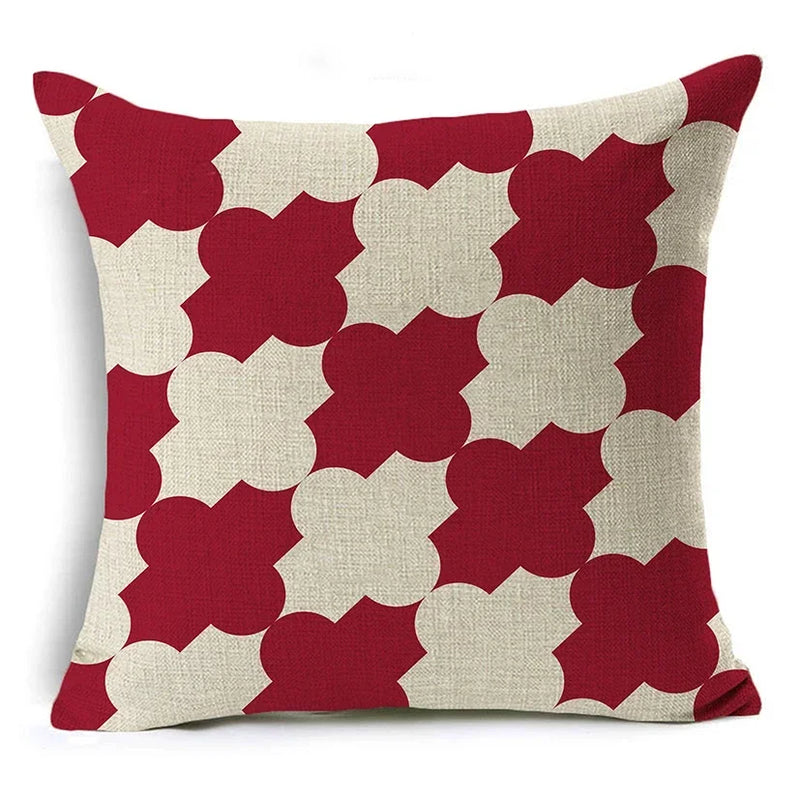 Geometric Linen Seat Cover 45x45cm for Home Decor - Axyaa