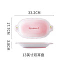 Axyaa Ceramic Dining Set: Plate, Bowl, Bowl, Mug - Pink Strawberry Theme
