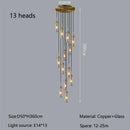 Axyaa Luxury All Copper Chandelier LED Glass Pendant Light