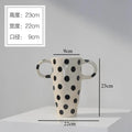 Axyaa Wave Point Ceramic Double Ear Vase: Elegant Decorative Vase for Flowers & Hydroponics