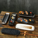 Axyaa Ceramic Rectangular Sushi Plate Folded Edge Dim Sum Tray