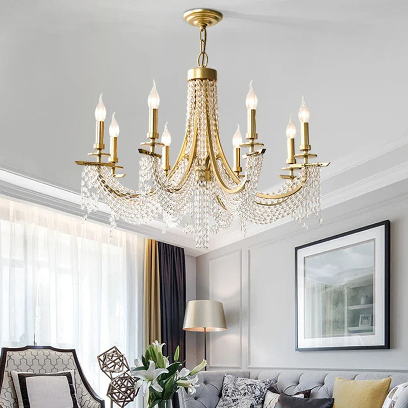 Axyaa Crystal Chandelier: Elegant Luxury Hanging Lamp for Living Room & Dining Room