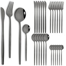 Axyaa 24-Piece Stainless Steel Cutlery Set with Forks, Knives, and Spoons