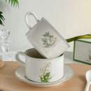 Axyaa Lily of The Valley Ceramic Coffee Cup Saucer Set Luxury Tea Mocha Milk Cup