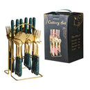 Axyaa 24-Piece Stainless Steel Hammer Pattern Cutlery Set