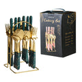 Axyaa 24-Piece Hammer Pattern Cutlery Set with Ceramic Handle