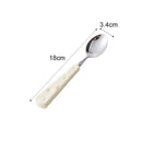Axyaa Cute Wind Ceramic Handle Stainless Steel Tableware Set
