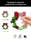 Axyaa Holly Wreath Ornament: Green Acrylic with Red Bow, Christmas Tree & Window Decor