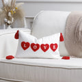 Axyaa Red & White Velvet Embroidered Couple Cushion Cover Set