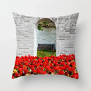Axyaa Sunset Field Flowers Pillowcase Home Decor Office Car Ornaments