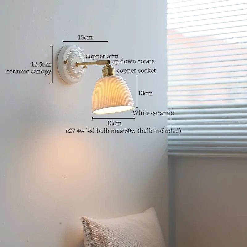 Axyaa Ceramic LED Wall Lamp for Bedroom & Bathroom with Pull Switch