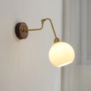 Axyaa Adjustable Copper LED Wall Sconce with Amber Glass Ball, Pull Chain Switch