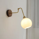 Axyaa Copper LED Wall Sconce, Amber Glass Ball, Adjustable Stair Light