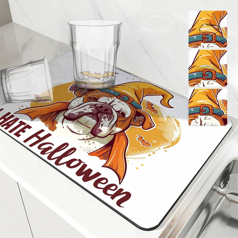 Axyaa Halloween Law Dry Coffee Mat - Absorbent Dish Placemat