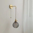Axyaa Glass Copper LED Wall Lights with Knob Switch - Modern Bedside Lamp