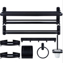 Axyaa Black Aluminum Towel Rack Holder 60CM with Hook and Tissue Holder