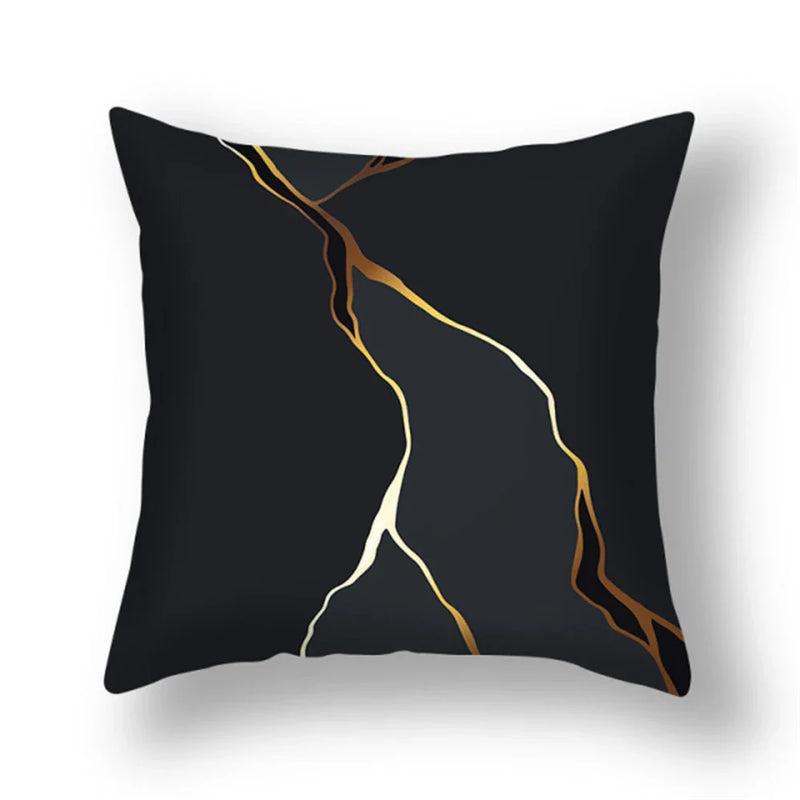 Axyaa Gold Leaf Flower Cushion Cover - Decorative Square Pillow for Home and Car