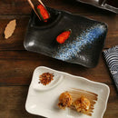 Axyaa Ceramic Dumpling Plate Set with Vinegar Dish - Grilled Meat Serving Tray
