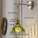 Axyaa Amber Glass LED Wall Sconce Pull Chain Switch Nordic Modern Design