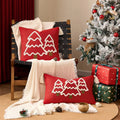 Axyaa Christmas Tree Canvas Embroidery Pillowcase with Hanging Tassel