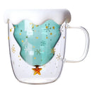 Axyaa Christmas Tree Mug Snow Mountain Glass Cup Xmas Gift Drinkware