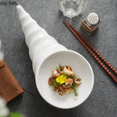 Axyaa White Ceramic Dessert Sushi Snack Molecular Cuisine Restaurant Plate