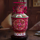 Axyaa Enamel Ceramic Double Ear Vase Home Decor Ornaments