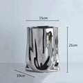 Axyaa Silver Ruffled Flower Vase Porcelain Arrangement Decoration Terrarium Home Décor