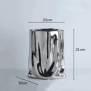 Axyaa Silver Ruffled Flower Vase Porcelain Arrangement Decoration Terrarium Home Décor