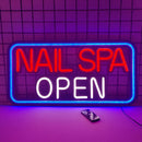 Axyaa LED Nail Salon Sign - Blue Red Flashing Neon for Beauty Spa
